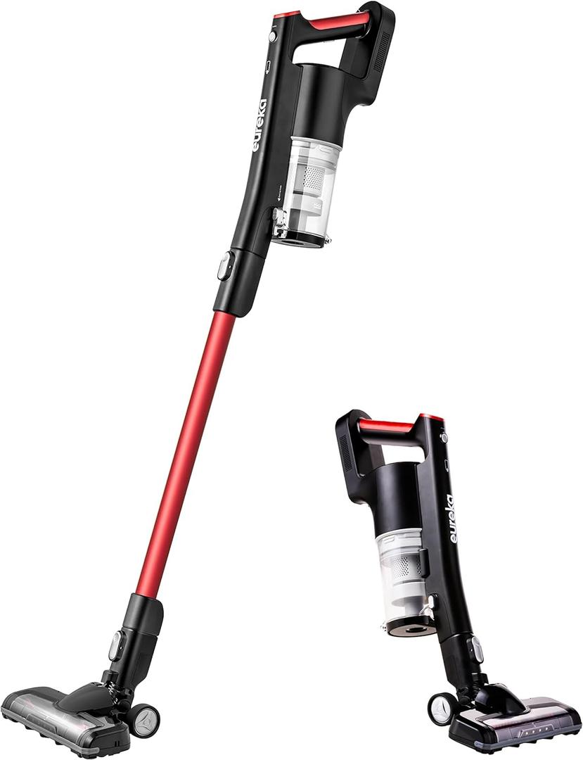 Eureka Lightweight Cordless Stick Vacuum Cleaner Convenient for Hard Floors, Rechargeable Handheld Vacuum Cleaner Portable with Powerful Motor Efficient Suction, NEC101, Rose Red (NEC101, Rose Red)