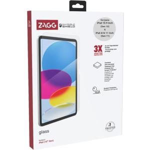 ZAGG InvisibleShield Glass Screen Protector for iPad A16 2025 11th/10th Generation 2022 10.9 Inch - 3X Stronger Tempered Glass, Impact & Scratch Protection, Anti-Fingerprint, Easy Install, Clear