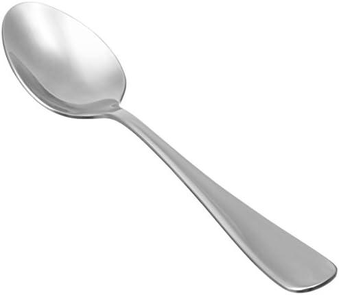Amazon Basics Stainless Steel Dishwasher Safe Dinner Spoons with Round Edge, Large Tablespoons, 7.9 inches, Pack of 10, Silver