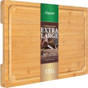 3XLarge Cutting Board, 24" Bamboo Cutting Boards for Kitchen with Juice Groove and Handles Kitchen Chopping Board for Meat Cheese board Heavy Duty Serving Tray, 3XL, Empune, 24"L x 18"W