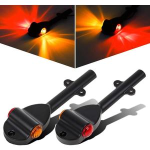 Partsam 2Pcs RED AMBER LED Trailer Fender Lights Bullet LED Clearance Marker Light Left Right Amber Front Red Rear, DOT Compliant