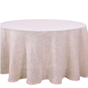 Round Table Cloth Faux Linen Farmhouse Tablecloth Wrinkle and Stain Resistant Decorative Fabric Table Cover for Kitchen, Dining Room, Parties and Camping,Blush Pink, 80 Inch Round