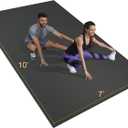Gxmmat Extra Wide Large Exercise Mat 12'x7'/10'x7/8'x7(7mm), Thick Workout Mats for Home Gym Flooring, High-Density Durable Cardio Mat, Shoe Friendly, Perfect for Plyo, MMA, Jump Rope, Weight, Fitness (7*10 FT Black Real)