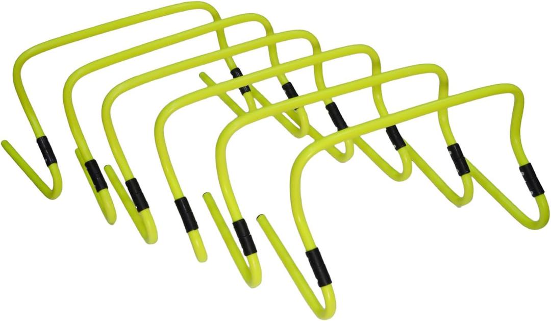 GSi Dual Height Agility Hurdle Pack of 6  Adjustable 6" & 12" Training Hurdles for Sports, Fitness, and Agility Drills  Durable PVC Yellow Speed Hurdles for Soccer, Track, and Football Training