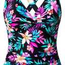 Women Underwire Tankini Top Only - Tummy Control Bathing Suit Top Twist Front Swim Top Criss Cross Back Swimsuit 2025 (L, Colorful Floral)