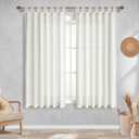 KOUFALL Short Curtains for Bathroom Window,Boho Linen Cafe Sheer Small Window Curtains for Bedroom,Cream Ivory Off White, 52"W x 45"L (Pack of 2)