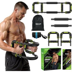 Twister Arm Trainer for Men, Chest Workout Equipment 5-Level Adjustable (40-130lb) with Ergonomic 27 Targets Biceps/Clip/Thigh, Portable Exerciser for Home Gym Travel Fitness