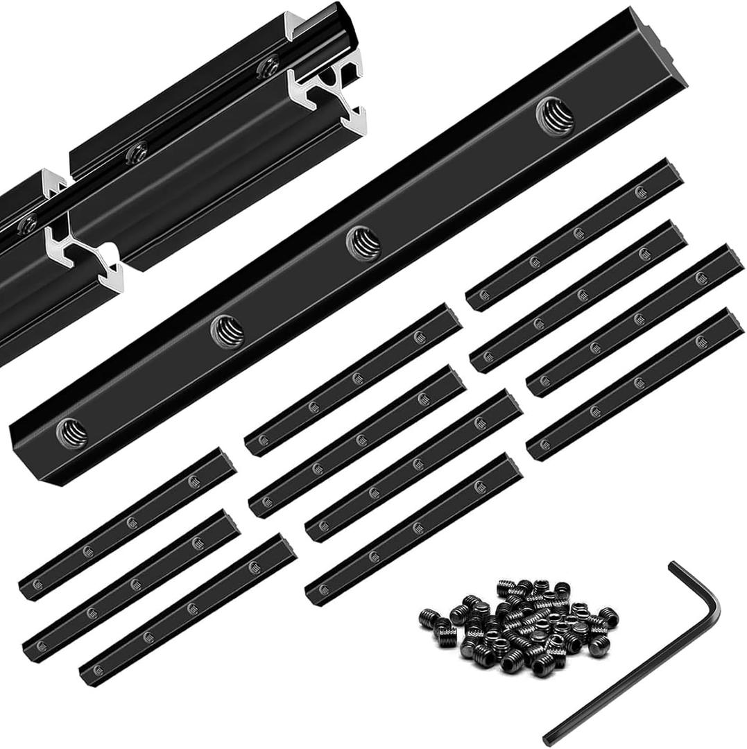 12pcs 3030 Straight Connector Corner Bracket Joint Plate 3030 Hardware T-Slotted Accessories V-Slot with Screws for 8020 Aluminum Profile 3D Printer Accessories Black (30B)