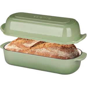 EDGING CASTING Enameled Cast Iron Loaf Pan with Lid, Bread pan, Dutch Oven Bread pan for Homemade Sourdough Bread Baking, 12.5x5.5 inch, 5qt, Pistachio Green