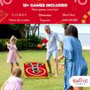 SWOOC Games - Coney Island Toss - Arcade Style Cornhole Board Set w/Carrying Case & 15+ Games - Corn Hole Games for Adults - Kids Bean Bag Toss Game - Kids Cornhole Set w/Bags - Outdoor Yard Games