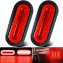 2Pcs 6" inch Oval LED Trailer Red 52 LEDs Halo Brake Stop Turn Signal Running Tail LightsPatent Pending w/Rubber Grommet Sealed Waterproof IP67 for Truck/RV/Van, DC 12V