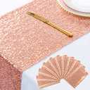 ShinyBeauty Rose Gold-Table Runners-10 Packs-12"x108" Sequin Table Runner Birthday Party Catering Event Glitter Table Runners 108 Inches Long Rose Gold Wedding Runners for Table