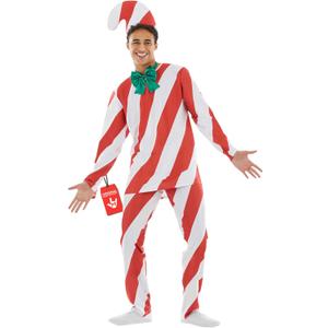 fun shack Candy Cane Costume for Men, Christmas Candy Outfit, Holiday Costume for Adult Men, Festive Dress Up (Medium, Red)