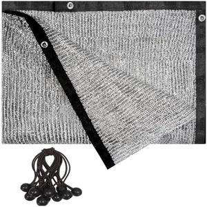 UNIUP 40% Aluminum Foil Shade Cloth with Grommets,6.5 FT x 12 FT，Silver Tarps Fabric Privacy Screen Pet Shade Car Cover Patio Garden Pergola Cover Canopy, Come with Ball Bungee Aluminum Shade Net