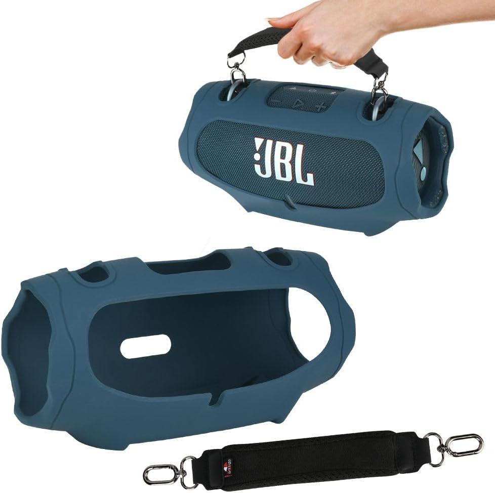 Silicone Protective Case for JBL Xtreme 4 Portable Bluetooth Speaker - Carrying Skin Case Cover with Handle Strap - Blue