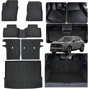 AltraVos Floor Mats & Trunk Mat & Backrest Mat for 2025 2026 Nissan Kicks TPE All Weather Protection 2 Rows Car Floor Mats with Trunk Mat Fit Upper Level with Velcro Rear Seats Backrest