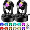 7W RGBW Uplights Indoor, Spotlights Indoor Christmas LED Color Changing Uplights Indoor with Remote Dimmable Function Memory Feature LED Ambient Lighting for Party,Bar,Esports Room,2 Pack