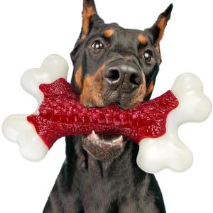 Kseroo Tough Dog Toys for Aggressive Chewers Large Breed - 8'' Beef Flavor Indestructible Nylon Dog Chew Toys for Large Dogs, Heavy Duty Dog Bone Keep Busy, Teething Dental Care Toy Dog Birthday Gift