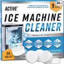 ACTIVE Ice Machine Cleaner Maker Descaler - 24 Clean Tablets Compatible with Frigidaire, Opal, GE Profile, Kitchenaid, Nickel Safe Scale Remover for Countertop, Nugget Ice Makers - Bulk 1 Year Supply