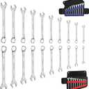 WORKPRO 20-piece Combination Wrench Set, Metric 6-18mm & SAE 1/4- 3/4, Cr-V Steel, 12-point Wrenches Set with 2-in-1 Rolling Pouch