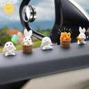 2 x CARFIB Cute Rabbit Car Dashboard Decoration Car Rearview Mirror Interior Accessories Home Desktop Decor Ognament Funny Gift for Women 2Sets