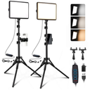 2-Pack LED Video Light Kit, NiceVeedi Studio Light, 2800-6500K Dimmable Photography Lighting Kit with Tripod Stand&Phone Holder, 73" Stream Light for Video Recording, Game Streaming, YouTube