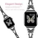 wipalor Butterfly Band for Apple Watch Bands 46mm 44mm 45mm 42mm 49mm for Women, Metal Dressy iWatch Bands for Women, Designer Cute Strap for Apple Watch Series 11 10 9 SE 8 7 6 5 4 3 Ultra -Black