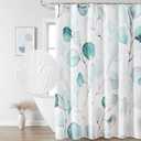 QiyI Spring Eucalyptus Shower Curtain - 3D Embossed Butterflies Botanical Bathroom Set, Minimalist Sage Green Leaves Cloth Bath, Waterproof Fabric With Hooks, 72x72