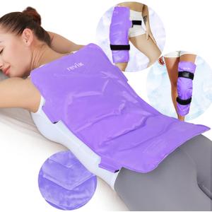 REVIX Extra-Large Back Ice Pack, Reusable Gel Cold Compress Wrap for Full Back Relief, Ideal for Muscle Pain, Tiredness, Recovery, and Sore Muscles  Adjustable Straps, Purple