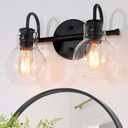 classy leaves Black Bathroom Light Fixtures, 2 Lights Modern Farmhouse Vanity Lights with Clear Glass Shade (13 L x 7 W x 9 H)