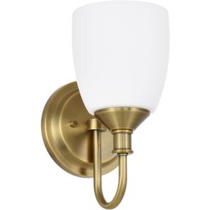 Brass Wall Sconces, Vintage 1 Light Sconce, Wall Light with Opal Glass for Entrance Bedroom Bathroom Living Room & Hallway, Champagne Bronze