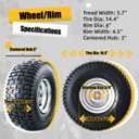 MZREXN 15x6.00-6 Lawn Mower Tires and Wheel Assembly, Front Tires Replacement, Compatible with John Deere & More Riding Mowers, Lawn Tractors, 4 Ply Pneumatic, 3" Centered Hub, 3/4" Bearings, 2PCS, 156.00-6-Tube