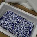 Selamica Ceramic 9.5 Inch Large Rectangular Salad Plates, Dinner Plates, Pasta Dessert Plates Serving Platters and Trays for Appetizer, Sushi, Fruit, Set of 6, Vintage Blue