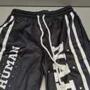 WDIRARA Men's Letter Graphic Sweatpants Athletic Workout Drawstring Waist Wide Leg Pants, Medium