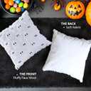 2 x 2 Set Halloween Pillow Covers, Throw Pillow Cases Soft Plush Faux Fur Wool Couch Cushion Case for Chair Sofa Bedroom Living Room Home Decor (White Ghost, 18 * 18INCH)