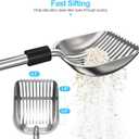 Depets Cat Litter Scoop, Metal Litter Scooper with Deep Shovel, Detachable Long Handle Cat Litter Sifter with Holder, Large Durable Cat Litter Shovel with Foam Pad Grip for Easy Sifting