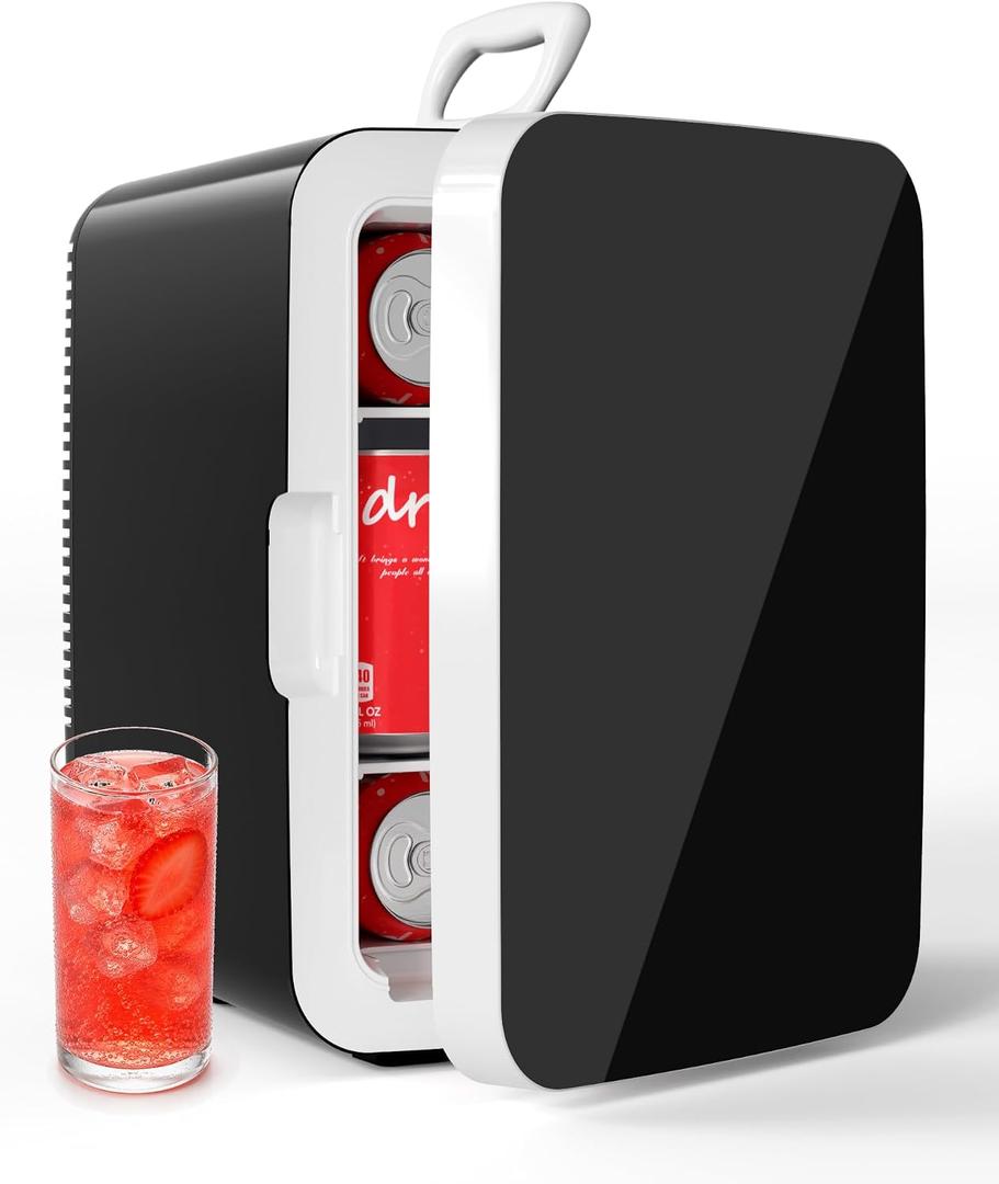 Electactic 10L Mini Fridge, AC/DC Portable Small Refrigerator, Black