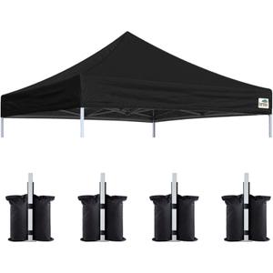 Eurmax USA New 10x10 Pop Up Canopy Replacement Canopy Tent Top Cover, Instant Canopy Top Cover ONLY, Choose 30 Colors,Bonus 4PC Pack Weight Bag (Black)