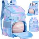 Basketball Backpack Women Fit Soccer Volleyball Baseball Football Sports Backpack Training Equipment Bag for Team (Sky Blue)