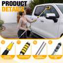 LAANPOLE 12FT Car Wash Brush with Long Handle, Car Cleaning Brush with 12 Inch Soft Bristle and Soap Dispenser, Solar Panels Cleaner with Telescoping Pole for RV, Truck, Boat, House Siding, Yellow