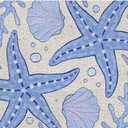 Blue Beach Door Mat, Blue Starfish Seashells Coastal Ocean Welcome Mats for Front Door, Nautical Beach Doormat Indoor Outdoor Entrance Outside Inside Entryway, 17x30 Inch