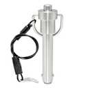 2 x 1 Pc Stainless Steel Ring Handle Locking Pin Ball Lock pins Quick Release pin with Button Locating pins Safety pins Dowels w/ Reinforced Lanyard (Dia.:1/2, 1-1/2in)