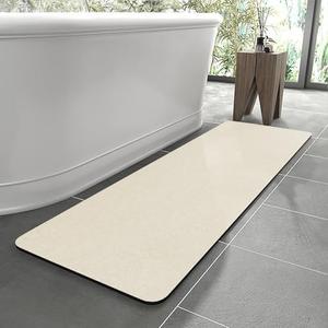 Diatomaceous earth bath mat Rubber Non Slip Super Absorbent Bath Mat Quick Dry Bathroom Rugs Thin Bathroom Floor Mats Fit Under Door- Shower Rug for in Front of Bathtub Shower,Beige, 15.7"*47.2"
