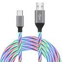 Oliomp USB C Cable, 6ft Light up Type C Charger Fast Charging Led USB Type C Cord Compatible with iPhone 15,Samsung Galaxy S10 S9 S8 Plus, Note 10 9 8, LG V50 V40 G8 G7 (Multicolor)