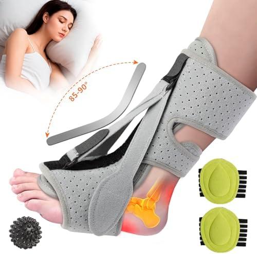 Consonomen Plantar Fasciitis Night Splint, Adjustable Brace with 3 Straps for Plantar Fasciitis Relief, Alleviates Foot Drop, Achilles Tendonitis, Day & Night Use, Includes Massage Ball & 2 Arch Support