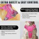 BARKBAY No Pull Dog Harness Large Reflective Dog Harness with Front Clip and Easy Control Handle for Walking Training Running with ID tag Pocket(Pink,L)