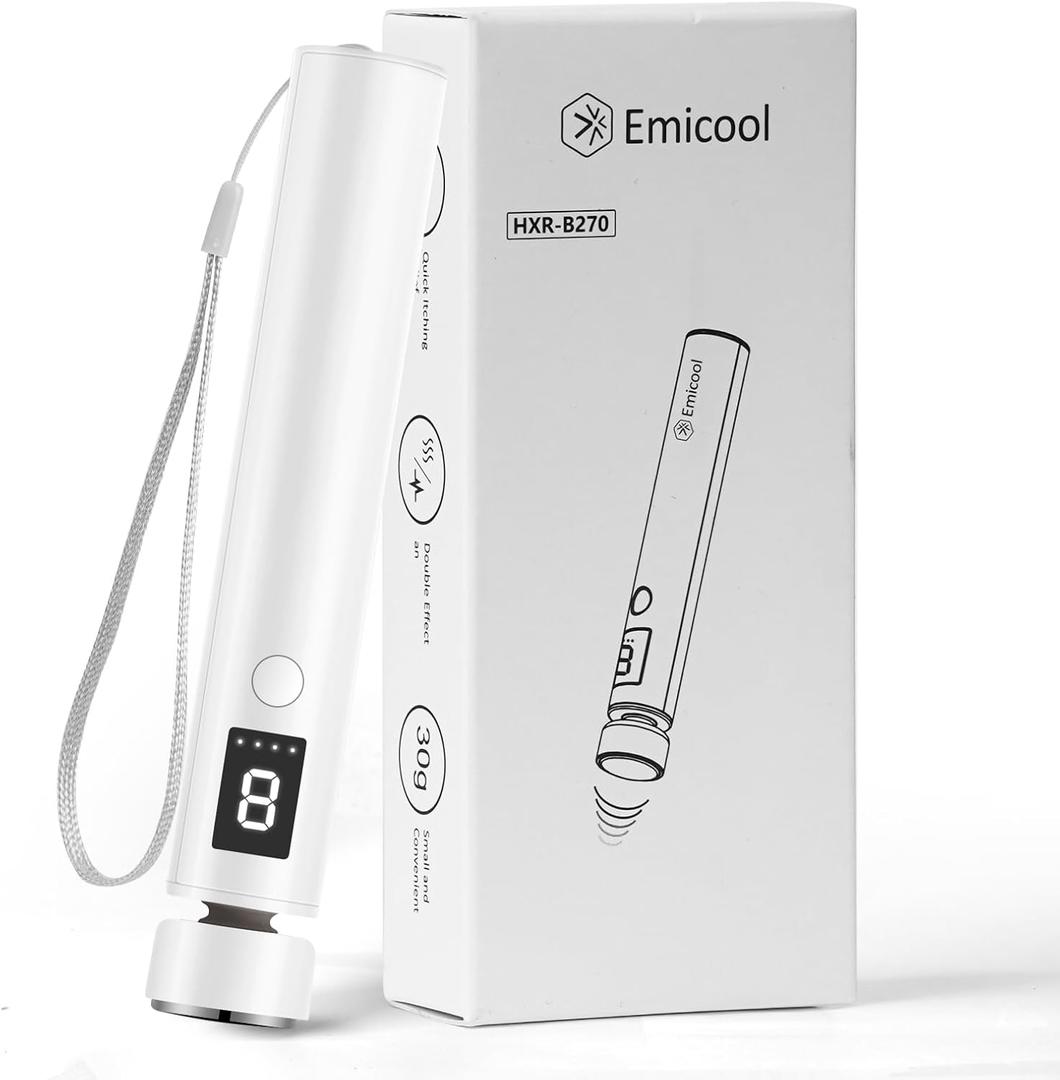 Electric Massage Itch Reliever,2-in-1 Itch Relief with USB Rechargeable 3 Kinds of Temperature and Vibration,Fast Itch Relief with Summer Outdoor Gadget (White)