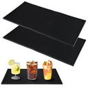 2 Pcs Bar Mat for Countertop 24 x 12 Inch, Large Non Slip Rubber Mat Service Spill Cocktail Bartending Coffee Bar Mats for Hot Dishes Restaurants Barbershop Clippers Hot Pads, Black