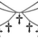 Sacina Gothic Cross Waist Chain & Belt - Emo, Punk, Grunge Accessories (Black)