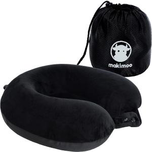 Travel Neck Pillow, Top Memory Foam Pillow for Head Support, Ideal for Airplanes, Cars, and Home Recliners, Adjustable and Soft (Black)